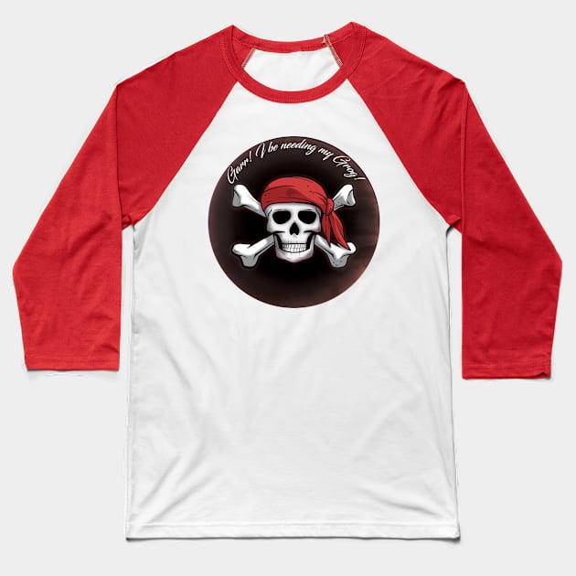 Pirate Skull and Bones Baseball T-Shirt by JAC3D